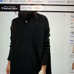 Women's Black Turtleneck Sweater, oversized batwing sleeves, size M